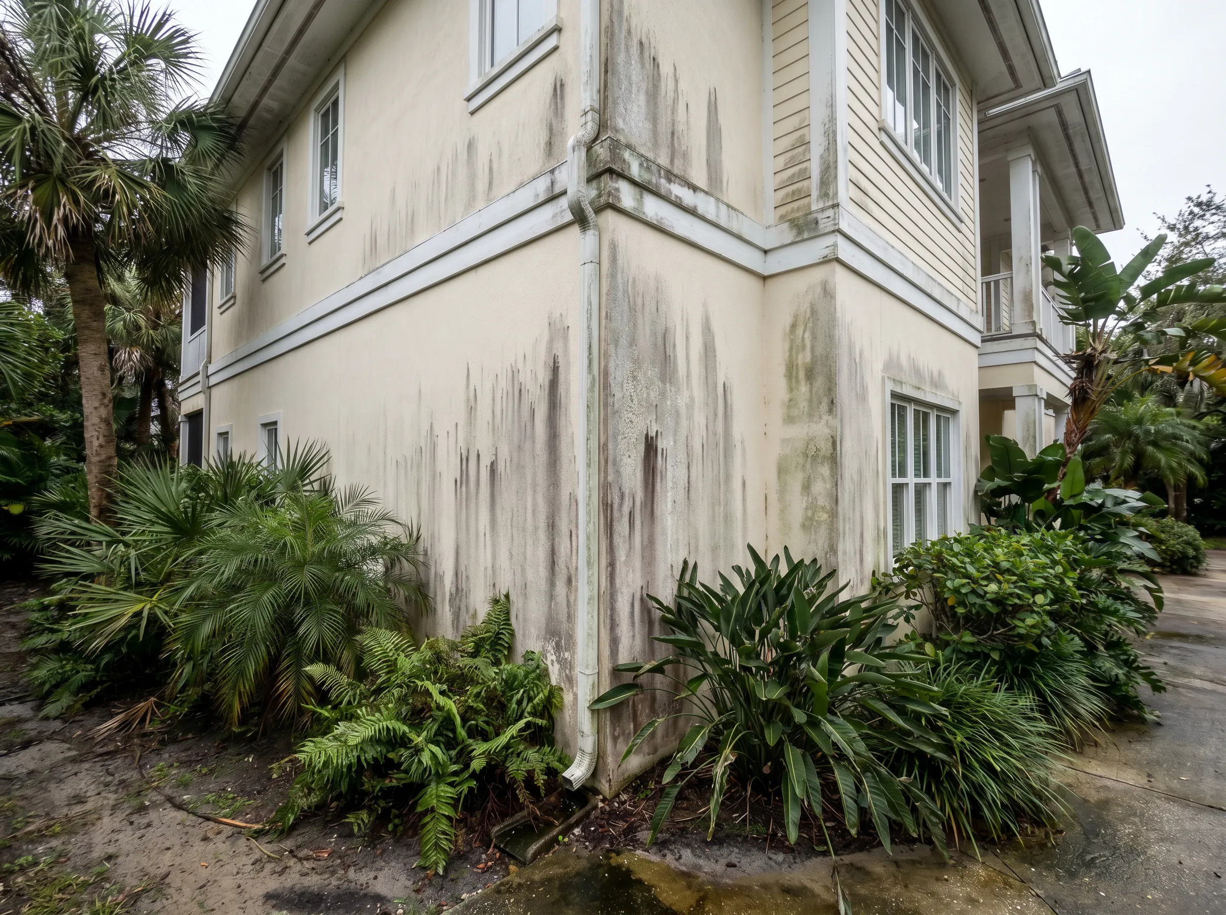 Before — home exterior soft washing